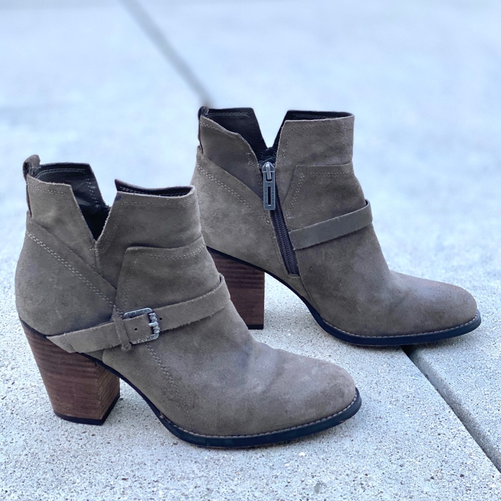 IVANKA trump FRANKLY ankle boots booties khaki green suede leather chunky heels - Picture 3 of 13